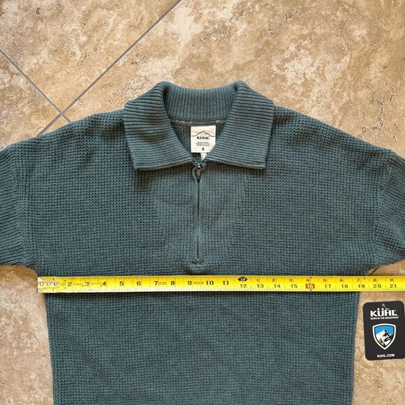 KUHL Norda 1/4 Zip Sweater Womens Small Pullover Merino Wool Organic Evergreen - Picture 12 of 13